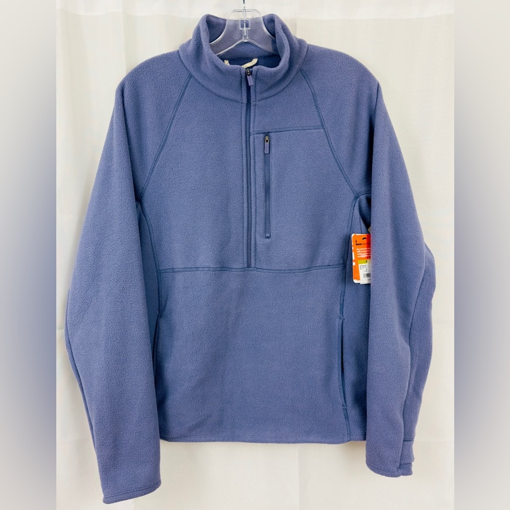 Bass Outdoor Woman’s Half Zip Fleece Pullover with Thumbholes Heron Color  M NWT